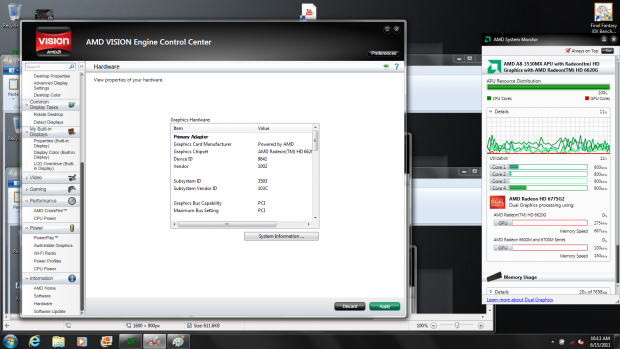 Das Vision Control Center, hier auf einem DV7-Notebook von HP